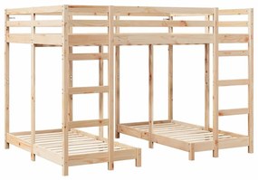 vidaXL Háromszintes emeletes ágykeret Barna 140 x 200 cm Tömör fenyőfa