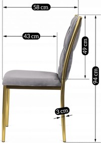 Fonott bársony szék szürke színben, DAN