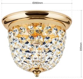 Orion DLU 1840/26-Kristály mennyezeti lámpa PLAFOND 1xE27/40W/230V átm. 26 cm arany