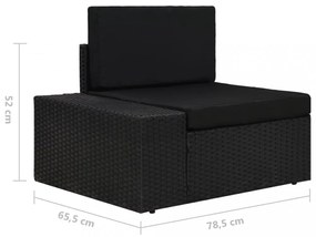 5 részes fekete polyrattan kerti ülőgarnitúra