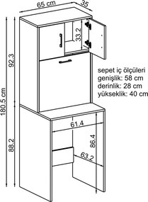 Fürdőszobaszekrény, 65 cm – TR283VLN1374