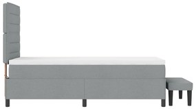 Boxspring ágy matraccal és pad light szürke 90 x 190 cm szövet