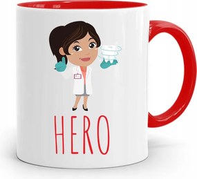 Piros Hero Fogorvos Ajándék Bögre fényképes nyomtatással