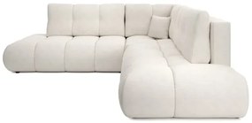 ALMADA balos L-alakú, kárpitozott, kihúzható sarokkanapé tárolóval, bézs