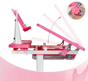 Állítható magasságú, többfunkciós, gyerek íróasztal-rózsaszín