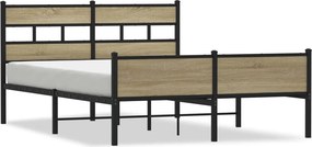 vidaXL sonoma tölgy színű szerelt fa ágykeret matrac nélkül 150x200 cm