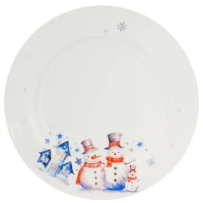 Karácsonyi hóemberes porcelán desszertes tányér szett 2db-os díszdobozban Snowman