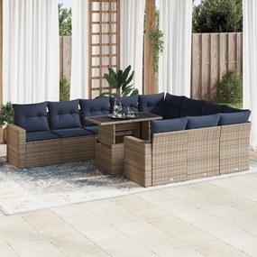 vidaXL 11 részes szürke polyrattan akácfa kerti ülőgarnitúra párnákkal