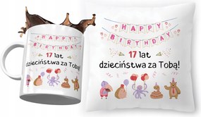 Születésnapi szett 17 17-es 17-es párna fényképes nyomott mintás bögre