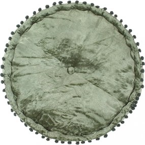 zöld kerek bársony puff 40 x 20 cm