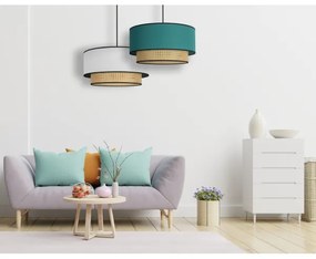 Duolla - Csillár zsinóron BOHO 1xE27/15W/230V átm. 45 cm türkiz/rattan