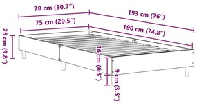 kézműves tölgy szerelt fa ágykeret matrac nélkül 75x190 cm