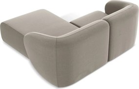 Világosbarna bársony sarokkanapé (jobb oldali-heverő résszel) Lani – Makamii