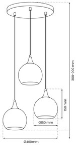 Csillár zsinóron MONTE 3xE27/60W/230V matt króm