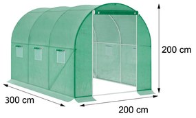 Fóliasátor 200x200x300 cm erősített vázzal+fólia