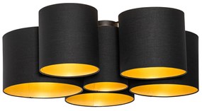 Mennyezeti lámpa fekete, arany belsővel, 6 lámpás - Multidrum