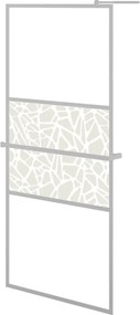 vidaXL króm ESG üveg és alumínium zuhanyfal polccal 100 x 195 cm