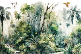 Fotótapéta flizelina Pálma Papagájok Kapibara Amazonia Egzotika 200x140 +ragasztó