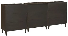 Széf 3 pcs Fekete és Arany 60 x 33 x 75 cm tömör mangófa