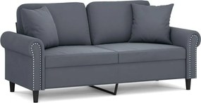 vidaXL 2 személyes sötétszürke bársony kanapé díszpárnákkal 140 cm
