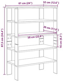 betonszürke szerelt fa cipőtartó 61x32x87,5 cm
