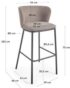 Világosbarna bárszék 102 cm Ciselia – Kave Home