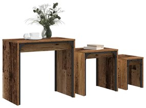 Fészkelt Kávézó Asztal 3 pcs Régi fa 60 x 35 x 56 cm Faanyag