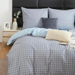 Szatén ágyneműhuzat 160x200 szürke-kék kockás