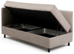 Szürkésbarna kárpitozott ágyneműtartós egyszemélyes ágy matraccal 120x200 cm Avela – Bonami Selection