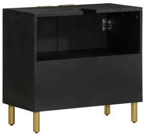 fekete szerelt fa fürdőszobai mosdószekrény 62 x 33 x 58 cm