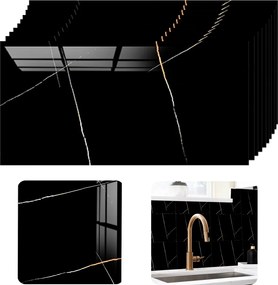 10x Fali panelek utánzat Csempe Márvány 3D Pvc csempe fekete