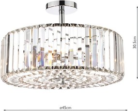 LAURA ASHLEY 3649007-Q FERNHURST Kristály Mennyezeti Lámpa Csiszolt Króm G9 IP20