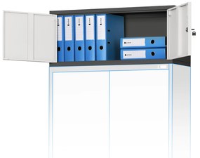 Felsőszekrény iratszekrényre EWA, 900 x 380 x 400 mm, antracit-fehér