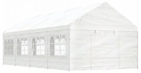 Fehér polietilén pavilon tetővel 8,92 x 4,08 x 3,22 m