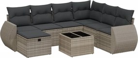 vidaXL 8 részes világosszürke polyrattan kerti ülőgarnitúra párnával
