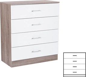 Miami komód 4 fiókos 80x92 cm fehér-yorki tölgy