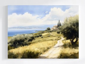Vászonkép Canvas Tájkép Kilátás Olaszország Toszkána Szőlő Tenger 100x75