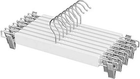 8db fából készült nadrág akasztók, állítható, fehér