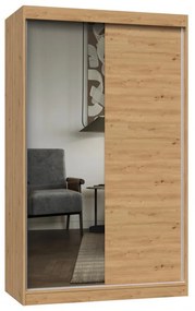 Aldabra IGA 120 A/B tolóajtós gardróbszekrény 120x61x200, 1 tükörrel / sima, tölgy