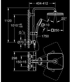 GROHE 26697001 - VITALIO COMFORT 250 zuhanyrendszer 250 × 250 mm fényes króm