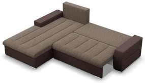 Toronto sarokkanapé, 2 ágyneműtartóval, fonott + műbőr, baloldali, barna