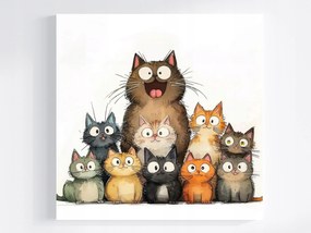 Canvas Vicces Vászonkép Állatok Macskák Barátok Csapat 40x40