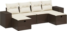 vidaXL 6 részes barna polyrattan kerti ülőgarnitúra párnával