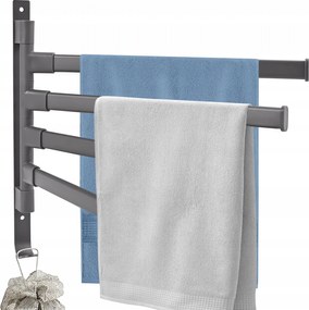 Fali Törölközőtartó Forgatható 4 Karos 30 CM Fürdőszobai Grafit