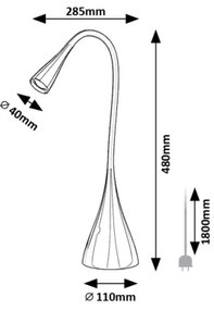 Rabalux 74205 - JEFF LED asztali lámpa, 4W, 230V, 3000K, fehér, dimmelhető
