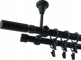 Mennyezeti Függönykarnis Fekete Matt 19+19mm Waldo 400cm