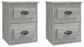 2 db szürke sonoma falra szerelhető éjjeliszekrény 41,5x36x53cm