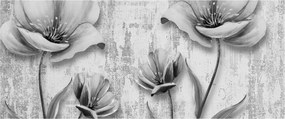 Kép - Fekete-fehér virágok a háttérben (120x50 cm)