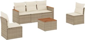 vidaXL 6 részes bézs polyrattan kerti ülőgarnitúra párnával