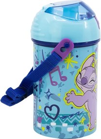 Disney Lilo és Stitch, A csillagkutya Dance műanyag szívószálas kulacs akasztóval 450 ml